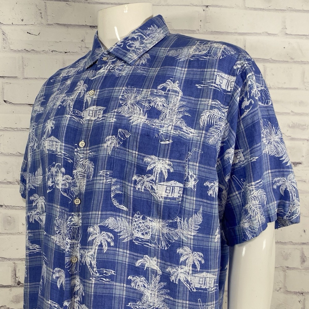 Peter Millar Shirt Men's XL Button Up 100% Linen Sport Shirt Shoreside Hawaiian